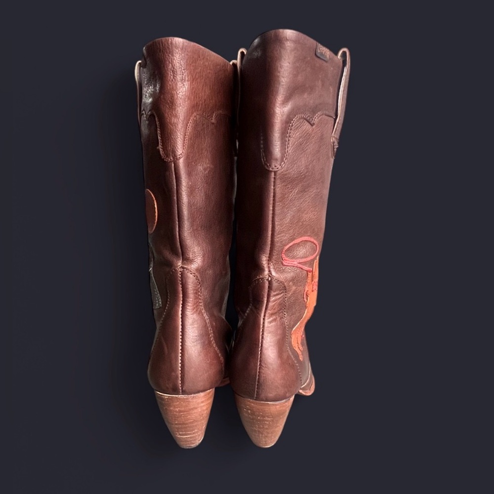 VINTAGE Camper Twins western-style leather boots with patchwork EU 38 (7.5) - Picture 4 of 8